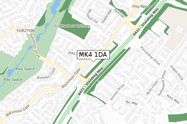 MK4 1DA map - large scale - OS Open Zoomstack (Ordnance Survey)