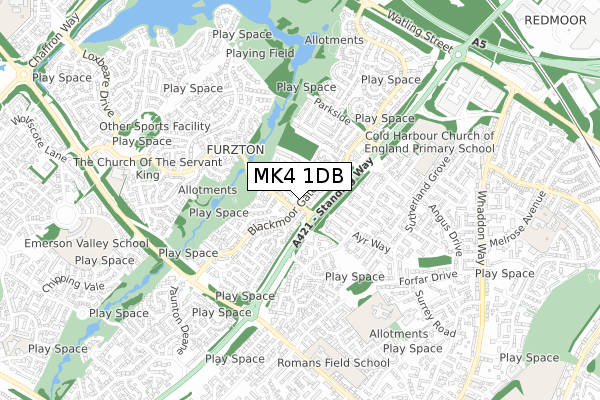 MK4 1DB map - small scale - OS Open Zoomstack (Ordnance Survey)