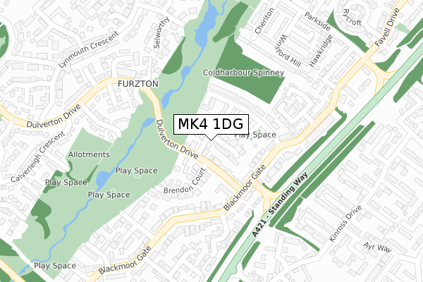 MK4 1DG map - large scale - OS Open Zoomstack (Ordnance Survey)