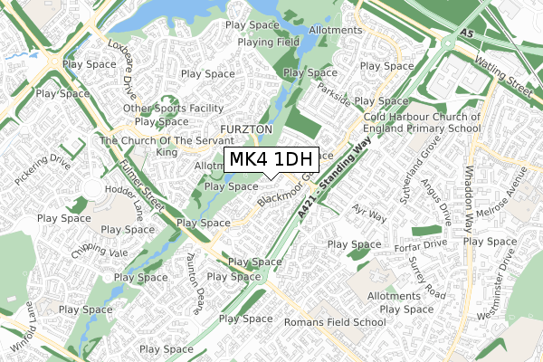 MK4 1DH map - small scale - OS Open Zoomstack (Ordnance Survey) MK4 1DH map - small scale - OS Open Zoomstack (Ordnance Survey)