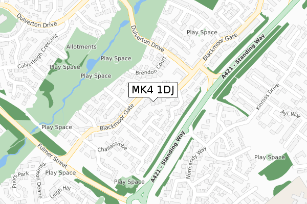 MK4 1DJ map - large scale - OS Open Zoomstack (Ordnance Survey)