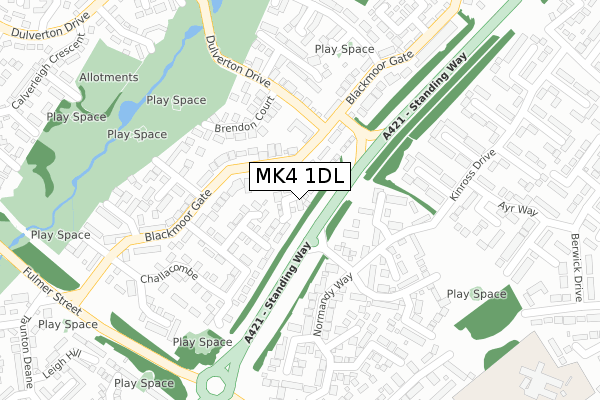 MK4 1DL map - large scale - OS Open Zoomstack (Ordnance Survey)