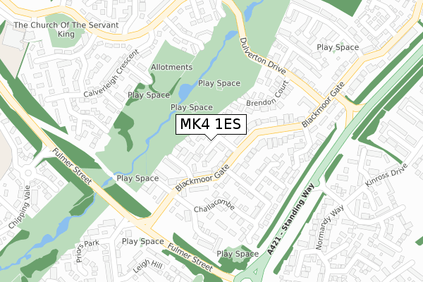 MK4 1ES map - large scale - OS Open Zoomstack (Ordnance Survey)