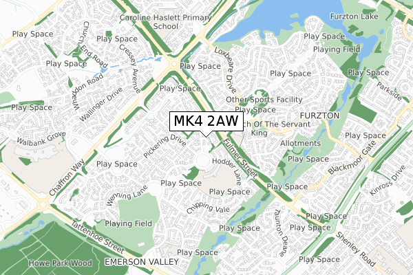 MK4 2AW map - small scale - OS Open Zoomstack (Ordnance Survey)