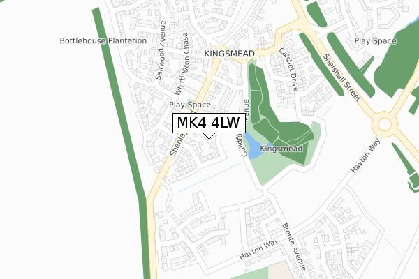 MK4 4LW map - large scale - OS Open Zoomstack (Ordnance Survey)