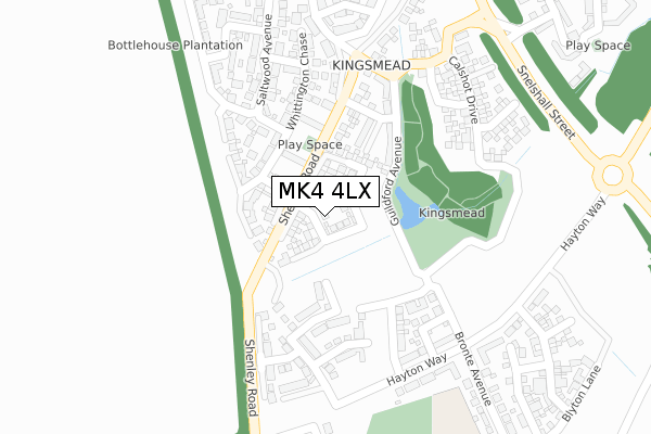 MK4 4LX map - large scale - OS Open Zoomstack (Ordnance Survey)