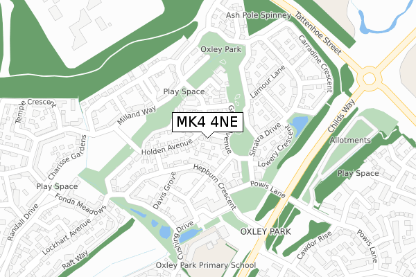 MK4 4NE map - large scale - OS Open Zoomstack (Ordnance Survey)