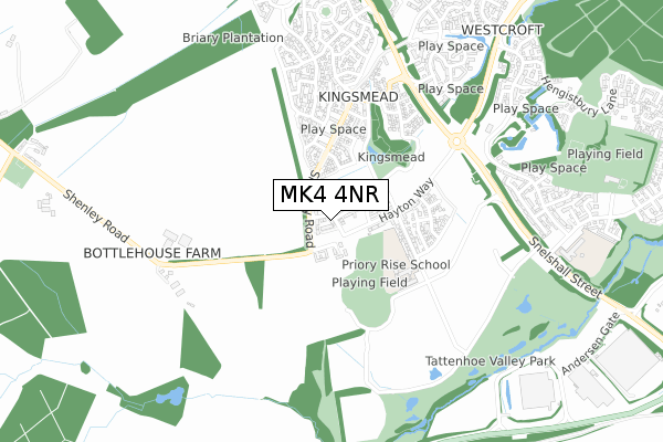 MK4 4NR map - small scale - OS Open Zoomstack (Ordnance Survey)