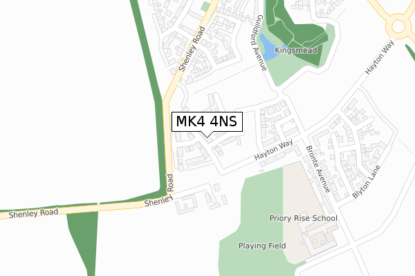 MK4 4NS map - large scale - OS Open Zoomstack (Ordnance Survey)
