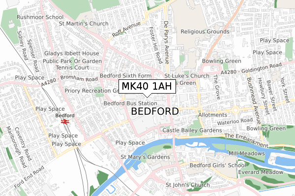 MK40 1AH map - small scale - OS Open Zoomstack (Ordnance Survey) MK40 1AH map - small scale - OS Open Zoomstack (Ordnance Survey)
