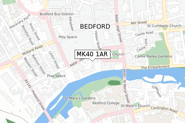 MK40 1AR map - large scale - OS Open Zoomstack (Ordnance Survey)