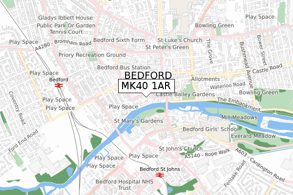 MK40 1AR map - small scale - OS Open Zoomstack (Ordnance Survey)