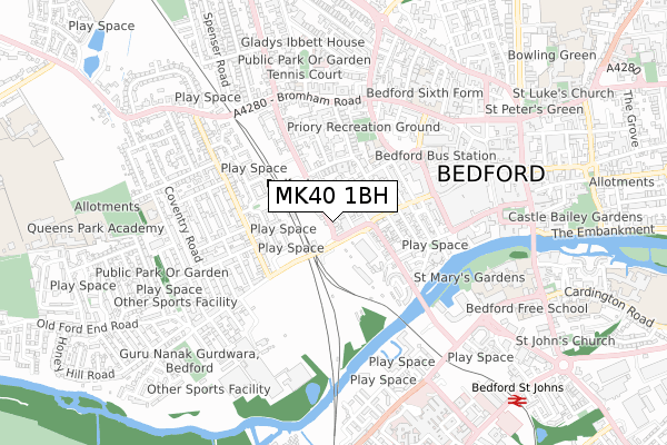 MK40 1BH map - small scale - OS Open Zoomstack (Ordnance Survey) MK40 1BH map - small scale - OS Open Zoomstack (Ordnance Survey)