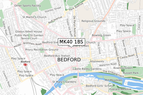 MK40 1BS map - small scale - OS Open Zoomstack (Ordnance Survey) MK40 1BS map - small scale - OS Open Zoomstack (Ordnance Survey)