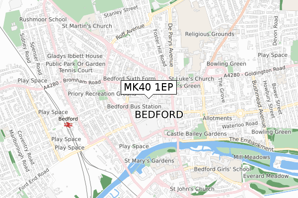 MK40 1EP map - small scale - OS Open Zoomstack (Ordnance Survey) MK40 1EP map - small scale - OS Open Zoomstack (Ordnance Survey)