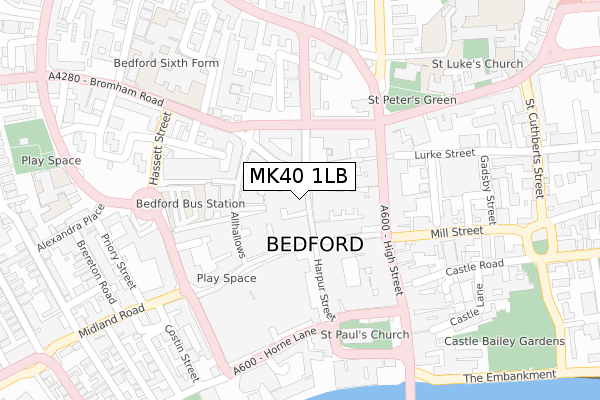 MK40 1LB map - large scale - OS Open Zoomstack (Ordnance Survey)