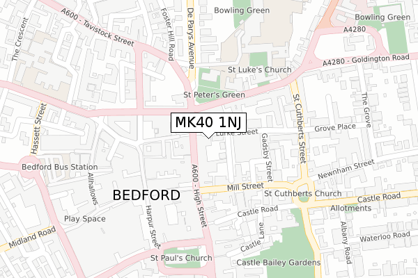 MK40 1NJ map - large scale - OS Open Zoomstack (Ordnance Survey)