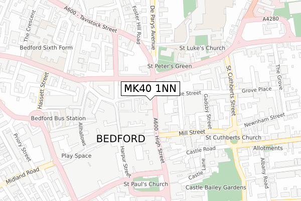 MK40 1NN map - large scale - OS Open Zoomstack (Ordnance Survey)