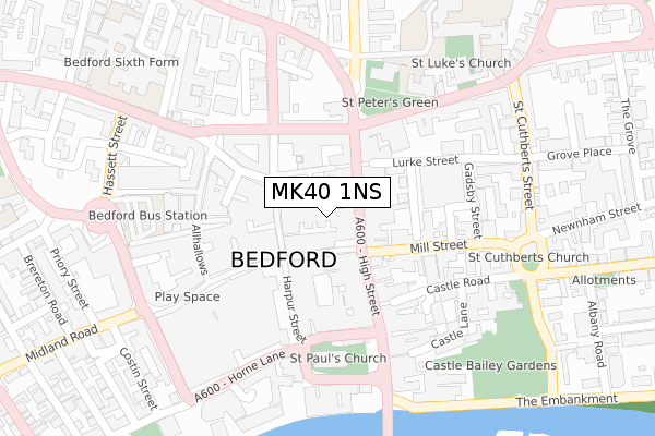 MK40 1NS map - large scale - OS Open Zoomstack (Ordnance Survey)