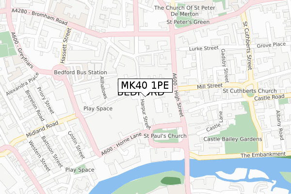 MK40 1PE map - large scale - OS Open Zoomstack (Ordnance Survey)