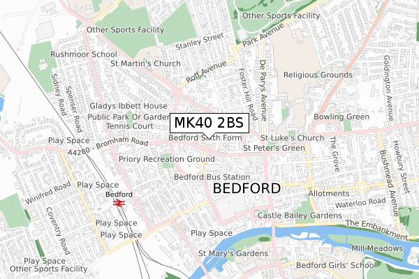 MK40 2BS map - small scale - OS Open Zoomstack (Ordnance Survey) MK40 2BS map - small scale - OS Open Zoomstack (Ordnance Survey)