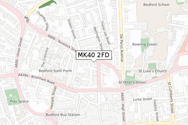 MK40 2FD map - large scale - OS Open Zoomstack (Ordnance Survey)