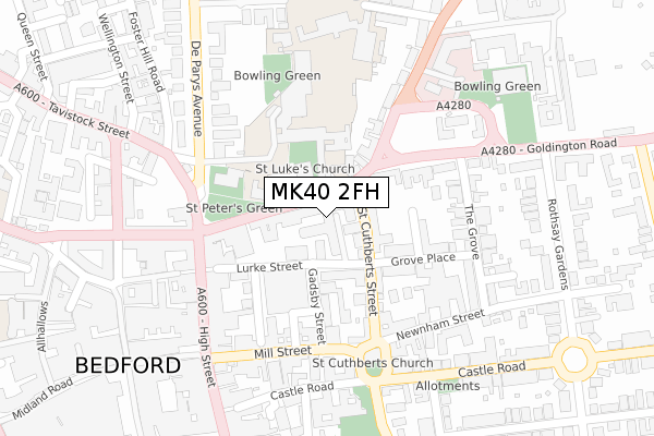 MK40 2FH map - large scale - OS Open Zoomstack (Ordnance Survey)