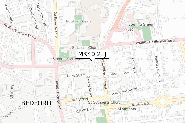 MK40 2FJ map - large scale - OS Open Zoomstack (Ordnance Survey)