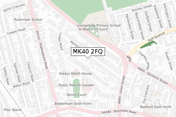 MK40 2FQ map - large scale - OS Open Zoomstack (Ordnance Survey)