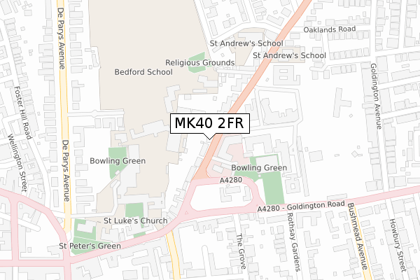 MK40 2FR map - large scale - OS Open Zoomstack (Ordnance Survey)