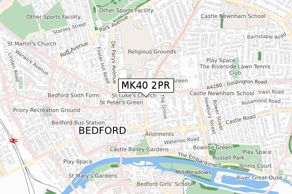 MK40 2PR map - small scale - OS Open Zoomstack (Ordnance Survey)