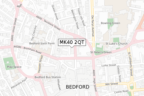 MK40 2QT map - large scale - OS Open Zoomstack (Ordnance Survey)