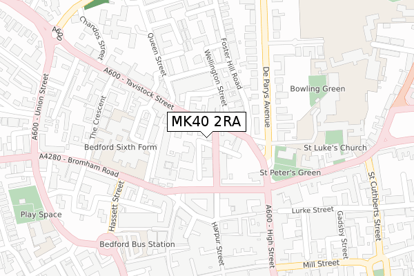 MK40 2RA map - large scale - OS Open Zoomstack (Ordnance Survey)