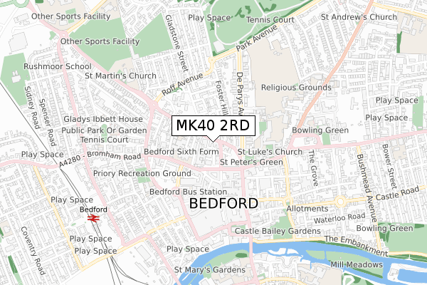 MK40 2RD map - small scale - OS Open Zoomstack (Ordnance Survey)