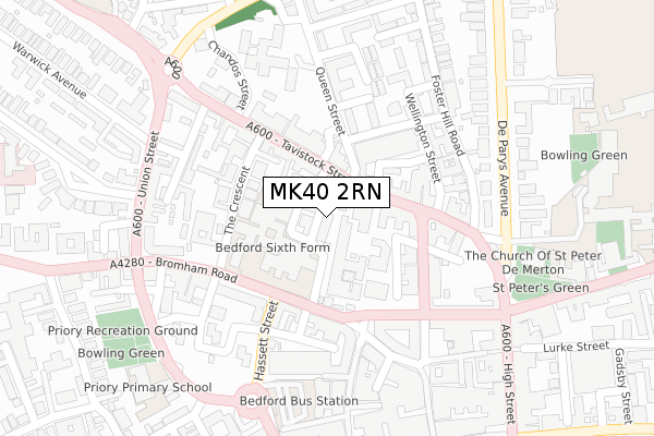 MK40 2RN map - large scale - OS Open Zoomstack (Ordnance Survey)