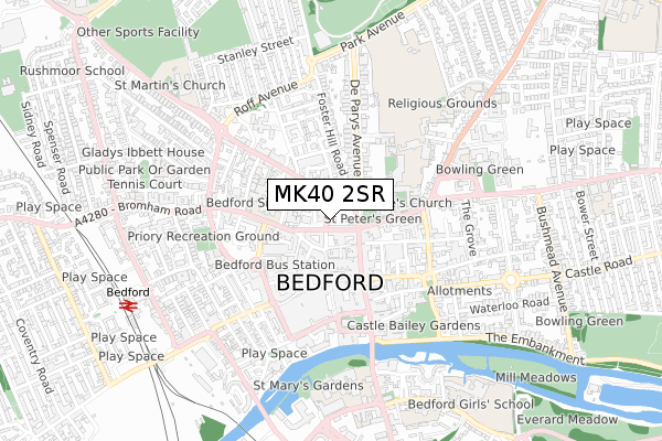 MK40 2SR map - small scale - OS Open Zoomstack (Ordnance Survey)