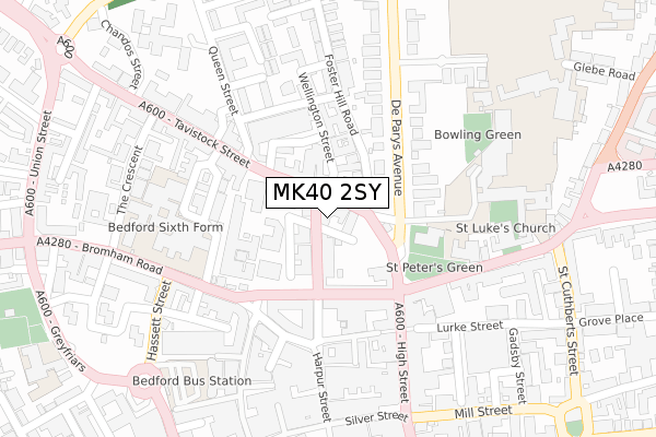 MK40 2SY map - large scale - OS Open Zoomstack (Ordnance Survey)