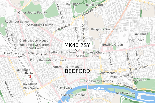 MK40 2SY map - small scale - OS Open Zoomstack (Ordnance Survey) MK40 2SY map - small scale - OS Open Zoomstack (Ordnance Survey)