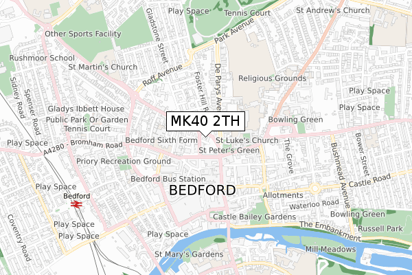 MK40 2TH map - small scale - OS Open Zoomstack (Ordnance Survey)