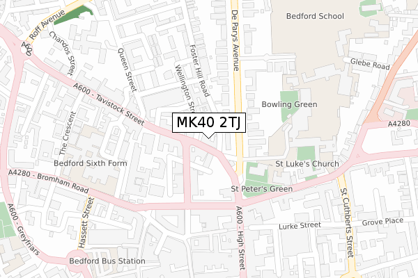 MK40 2TJ map - large scale - OS Open Zoomstack (Ordnance Survey)