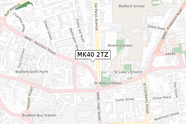 MK40 2TZ map - large scale - OS Open Zoomstack (Ordnance Survey)