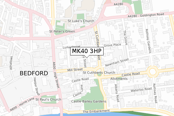 MK40 3HP map - large scale - OS Open Zoomstack (Ordnance Survey)