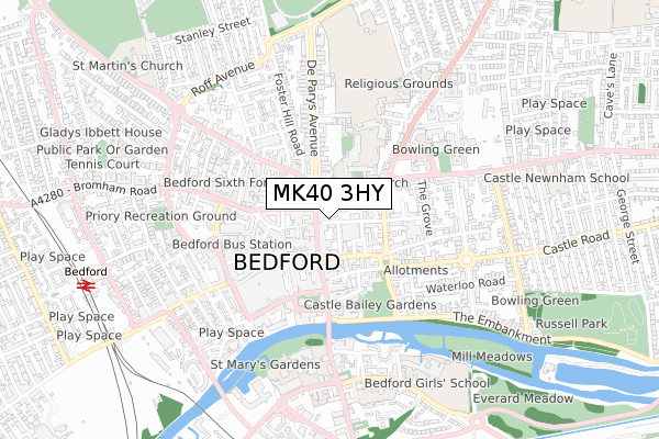 MK40 3HY map - small scale - OS Open Zoomstack (Ordnance Survey) MK40 3HY map - small scale - OS Open Zoomstack (Ordnance Survey)