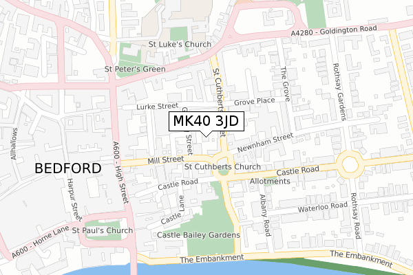 MK40 3JD map - large scale - OS Open Zoomstack (Ordnance Survey) MK40 3JD map - large scale - OS Open Zoomstack (Ordnance Survey)