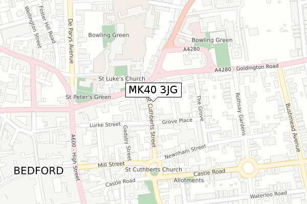 MK40 3JG map - large scale - OS Open Zoomstack (Ordnance Survey)