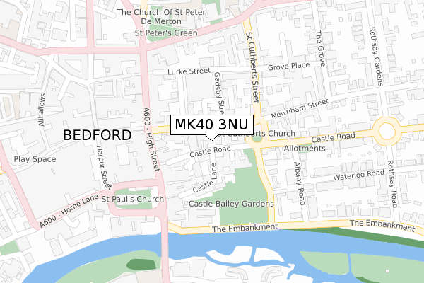 MK40 3NU map - large scale - OS Open Zoomstack (Ordnance Survey)