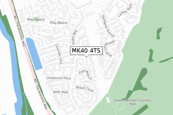 MK40 4TS map - large scale - OS Open Zoomstack (Ordnance Survey)