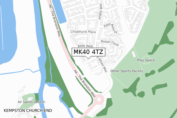 MK40 4TZ map - large scale - OS Open Zoomstack (Ordnance Survey)