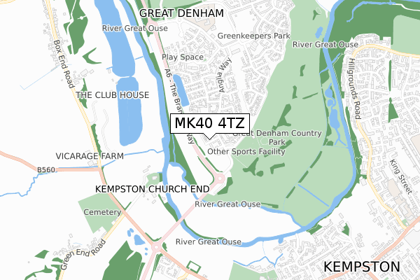MK40 4TZ map - small scale - OS Open Zoomstack (Ordnance Survey)