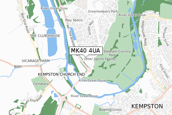 MK40 4UA map - small scale - OS Open Zoomstack (Ordnance Survey)